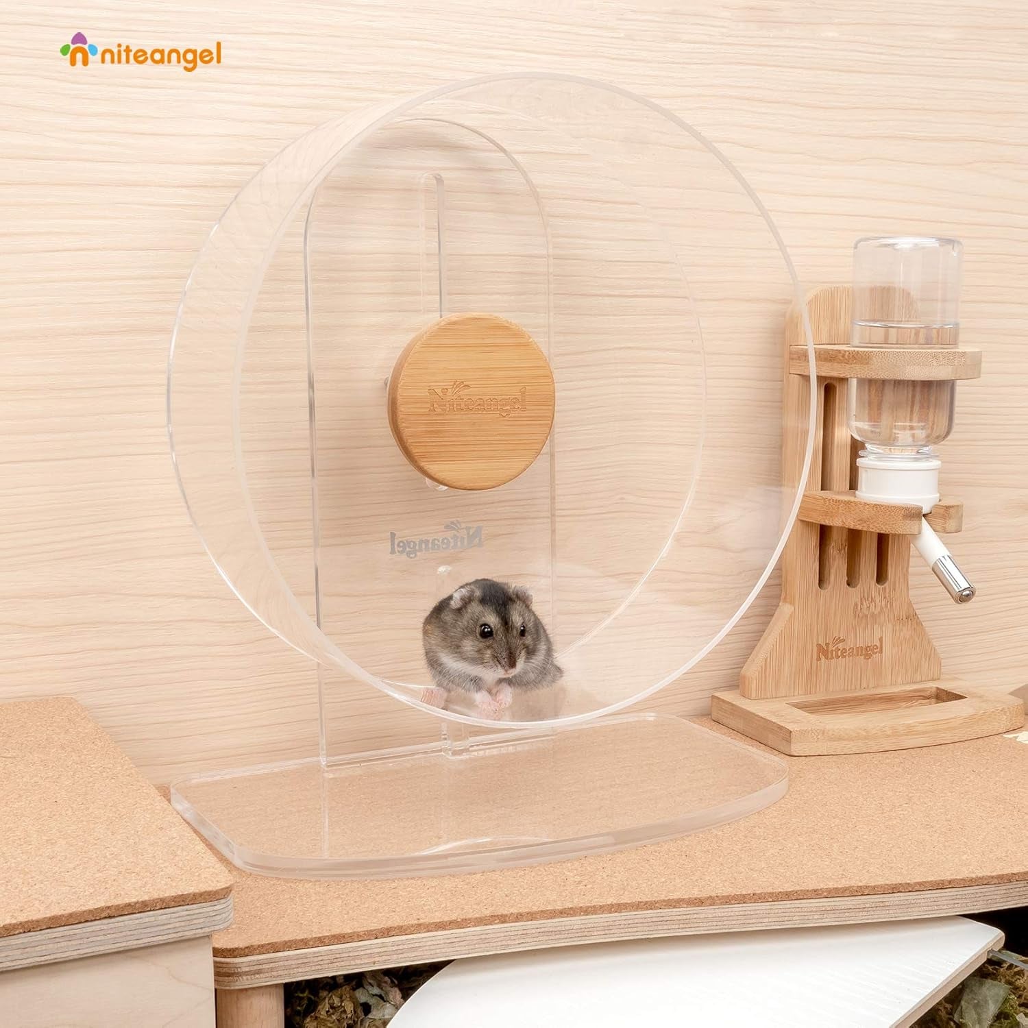 Silent Hamster Exercise Wheel: - Dual-Bearing Quiet Spinning Acrylic Hamster Running Wheel for Dwarf Hamster Gerbils Mice Degus or Other Small Animals (S)