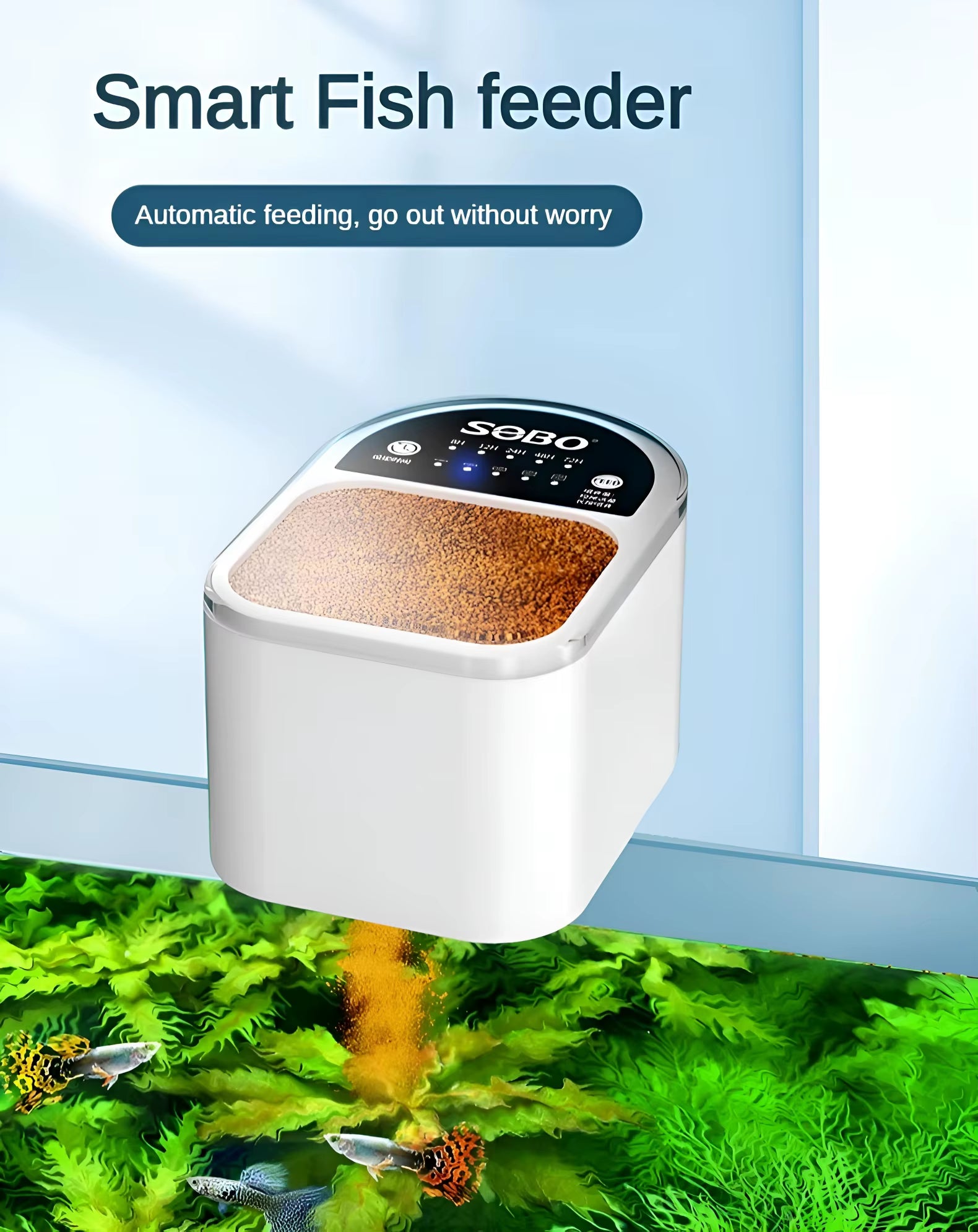Fish Feeder/Automatic Fish Tank Feeder/5-Speed Feed -5-Speed Timed Feeding/Feeding Small Fish, Turtles, and Goldfish