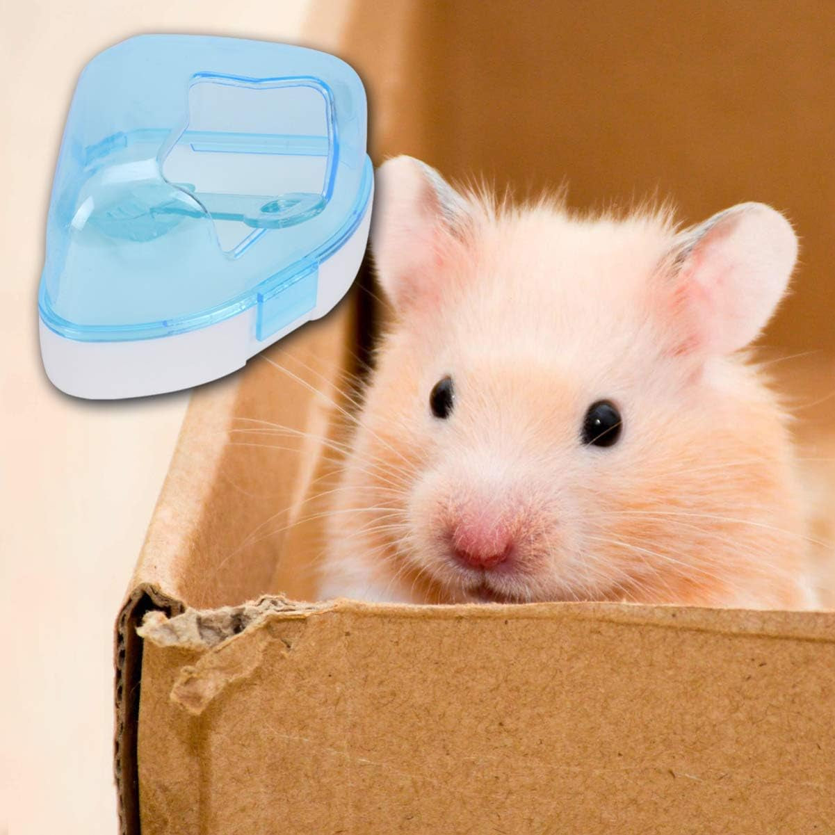 Hamster Sand Bathroom Plastic Sand Bath Container with Scoop Hamster Bathroom Sauna Toilet Bathtub for Mouse Hamster Chinchilla Rat Gerbil (Random Color)