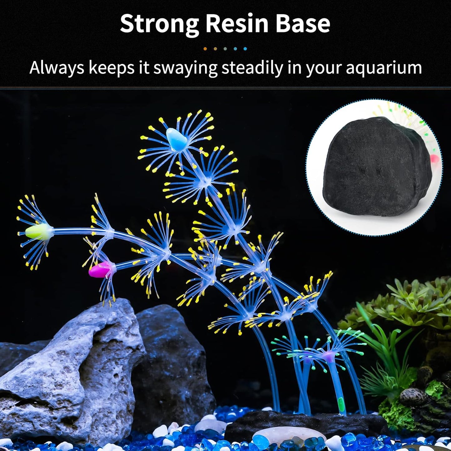 Strip Coral Plant Ornament Glowing Effect Silicone Artificial Decoration for Fish Tank, Aquarium Landscape - Orange