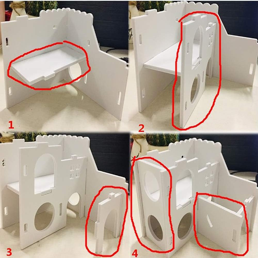 Wooden Hamster House Fun Slide Hideout Hut Rat Hideaway Exercise Toys for for Small Animals like Dwarf Hamster and Mouse Blue(Only for Small Hamster)