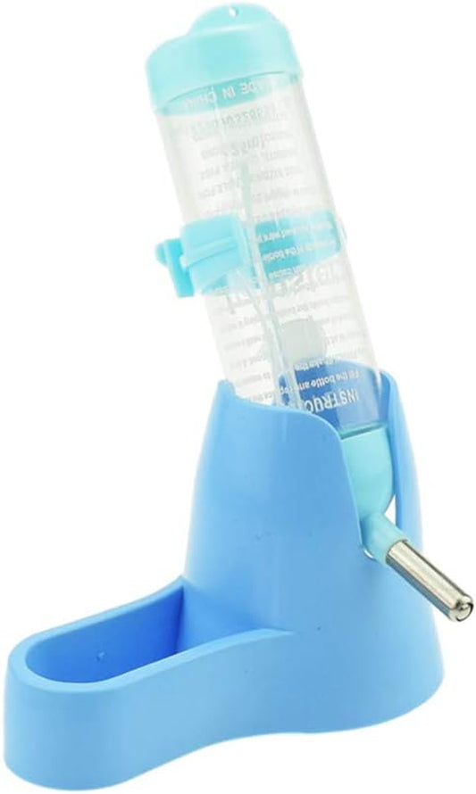 Hamster Water Bottle for an Aquarium Cage,125Ml Pet Dispenser with Base Hut Small Pet Nest Hamster Water Bottle Holder (Blue)