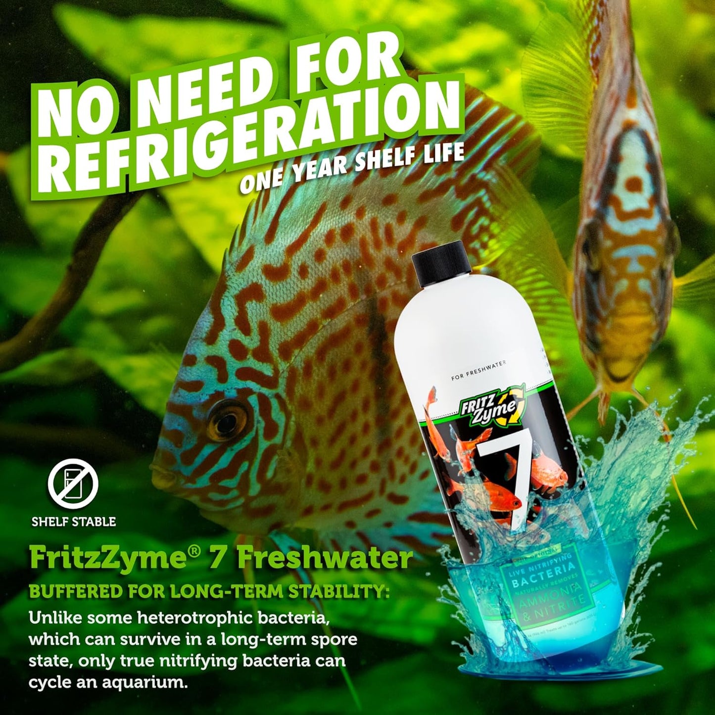 Fritzzyme 7 Live Nitrifying Bacteria Naturally Removes Amonia & Nitrite for Freshwater Fish (32-Ounce)