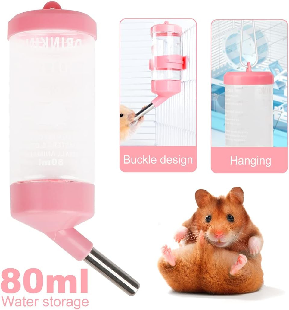 6 Inch Hamster Exercise Ball Small Animals Hamster Running Ball Wheel + Pet Small Animals Hamster Hideout Drinking Waterer 3-In-1 Hanging Water Feeding Bottles Auto Dispenser for Hamsters Rats (Pink)