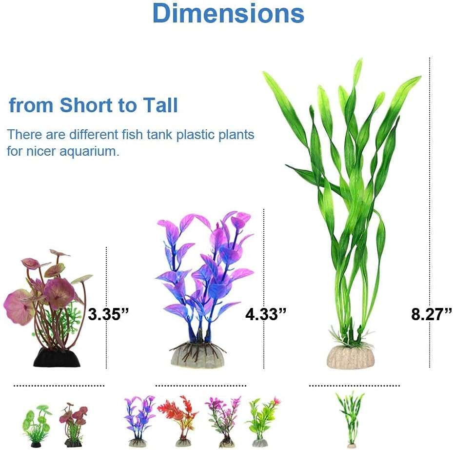 Aquarium Decorations Fish-Tank Accessories Plants - Fish Tank Decor Kit with Artificial Plants and Hideouts Ornaments