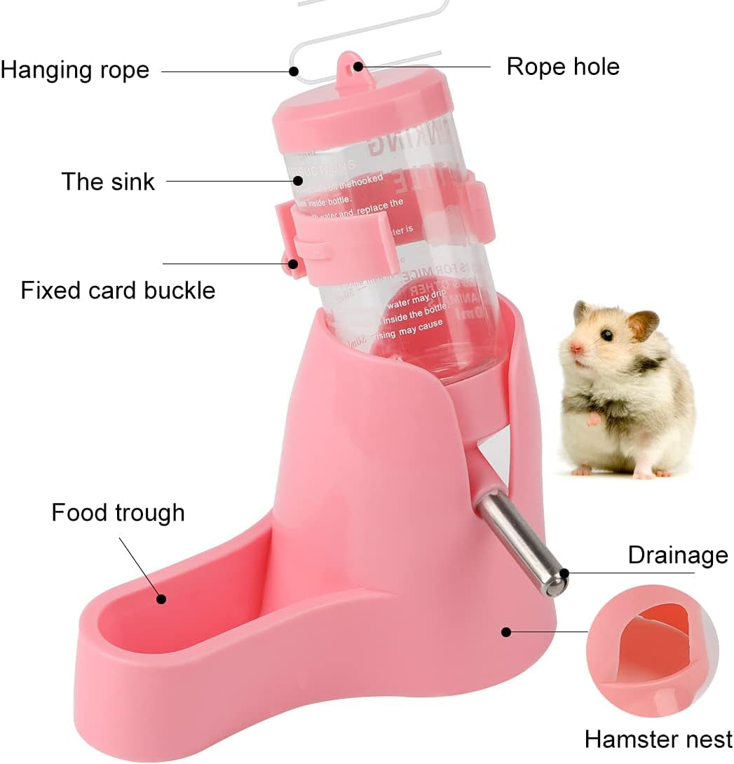 6 Inch Hamster Exercise Ball Small Animals Hamster Running Ball Wheel + Pet Small Animals Hamster Hideout Drinking Waterer 3-In-1 Hanging Water Feeding Bottles Auto Dispenser for Hamsters Rats (Pink)