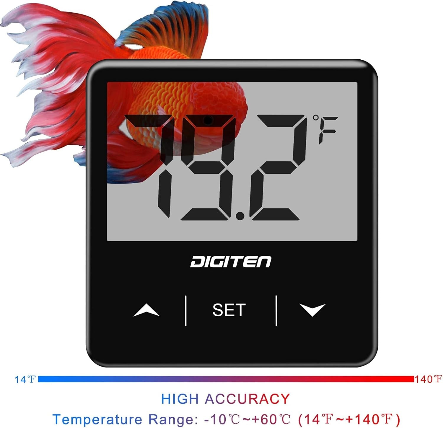 Aquarium Thermometer Digital Fish Tank Thermometer with Large LCD Display Stick on Water Terrarium Temperature Sensor Gauge for Reptiles Turtle Amphibians