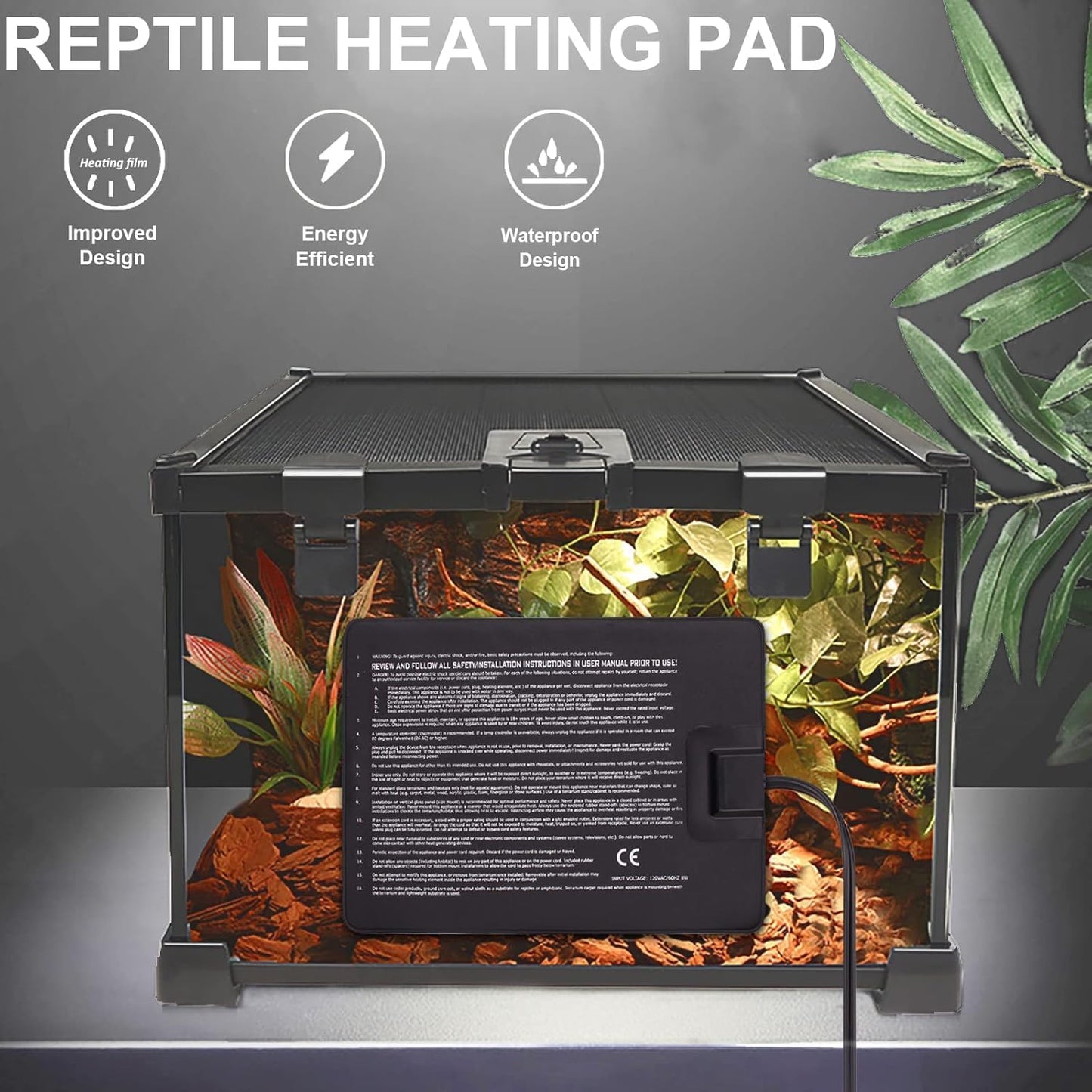 Reptile Heating Pad - Hermit Crab Heater Heat Mat for Reptiles Snake Lizard Terrarium 8 Watt