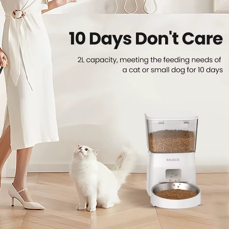 2L Automatic WIFI Cat Feeder Smart Pet Food Dispenser for Dry Food Dogs Kibble Dispenser with Remote Control Accessories