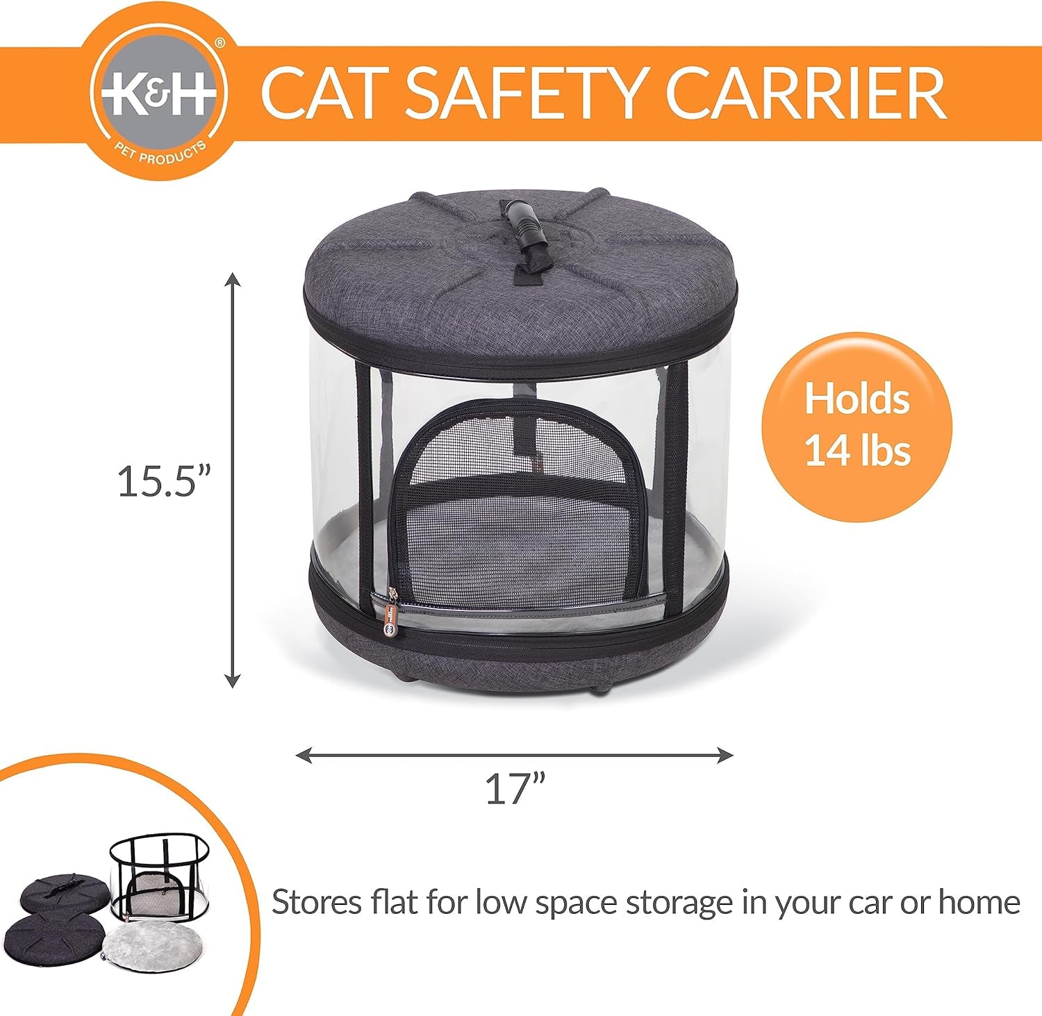 Mod Capsule Soft-Sided Pet Carrier for Cats Clear 17 X 17 X 15.5 Inches