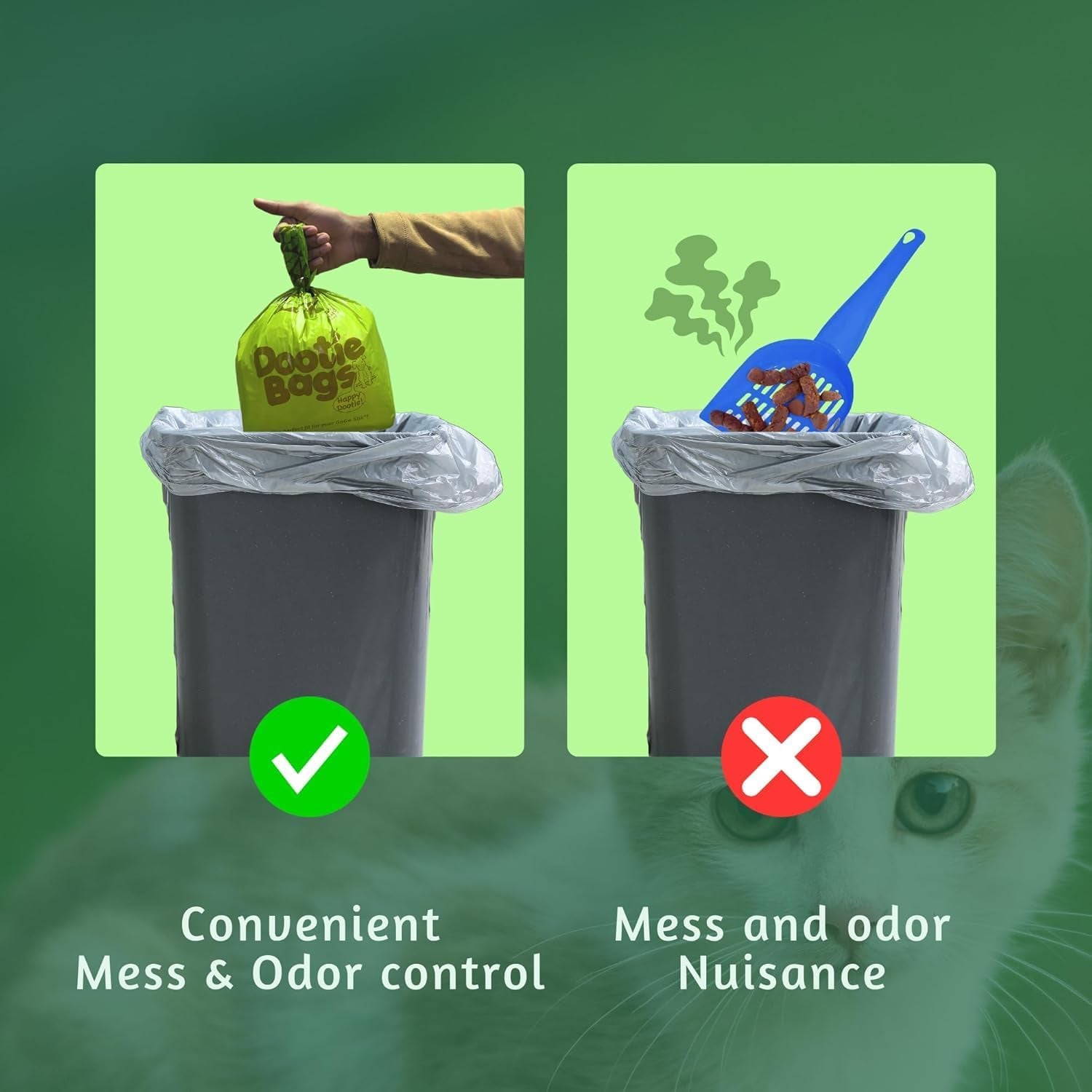 Pooch Approved Large Dootie Bags - Dog Poop Bags - Tie-Handles - 100 Count Dootie Strong and Leakproof - Perfect for Dogs & Cats - Litter - Pet Waste Cleanup - Swivel Bin &  Scoopers