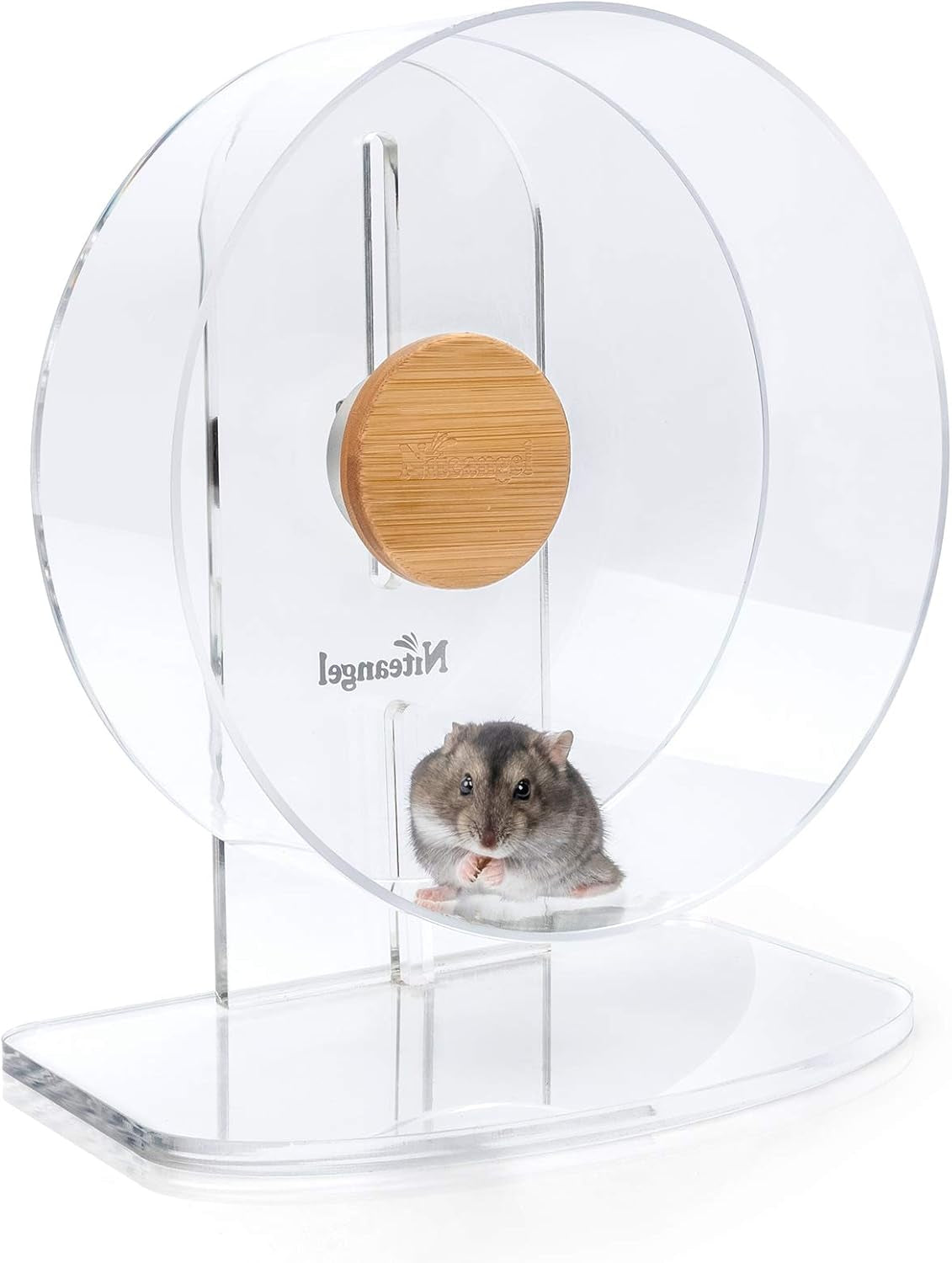 Silent Hamster Exercise Wheel: - Dual-Bearing Quiet Spinning Acrylic Hamster Running Wheel for Dwarf Hamster Gerbils Mice Degus or Other Small Animals (S)