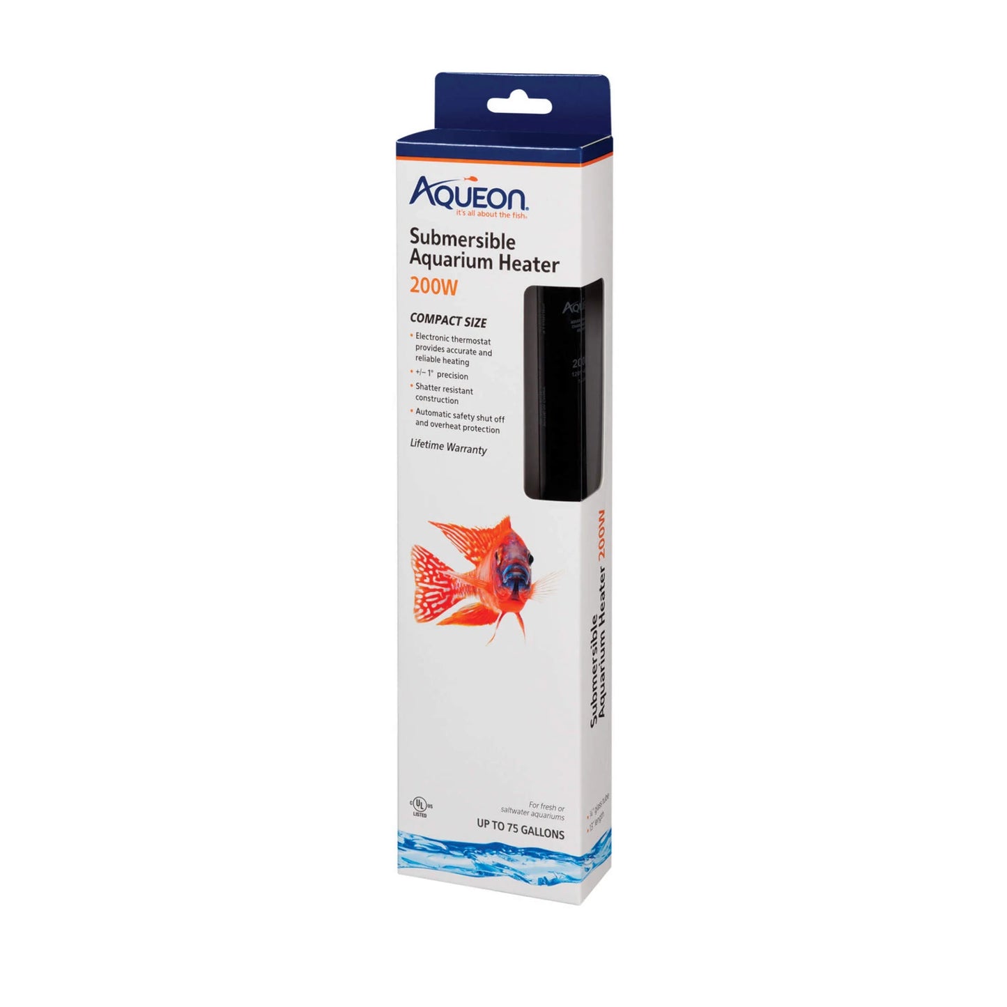 Submersible Aquarium Heater, 200 Watts, up to 75 Gallons