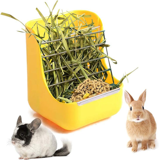 Rabbit Feeders Hay Food Bin Feeder, Grass and Food Double Use Rabbit Feeder,Hay Feeders Supply for Rabbit Guinea Pig Chinchilla