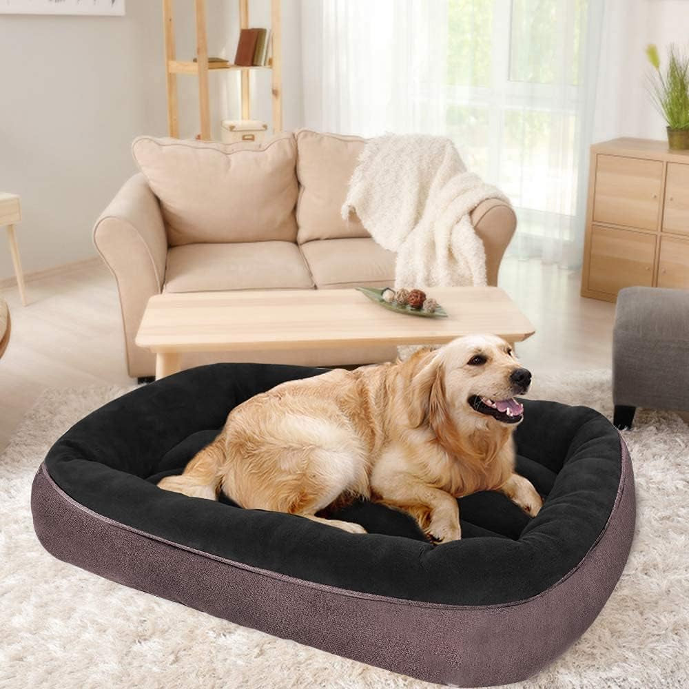 Dog Bed for Medium Dogs/Large/Small, Washable Rectangle Pet Bed Thickened Enough with Soft Coral Fleece and Non-Slip Bottom