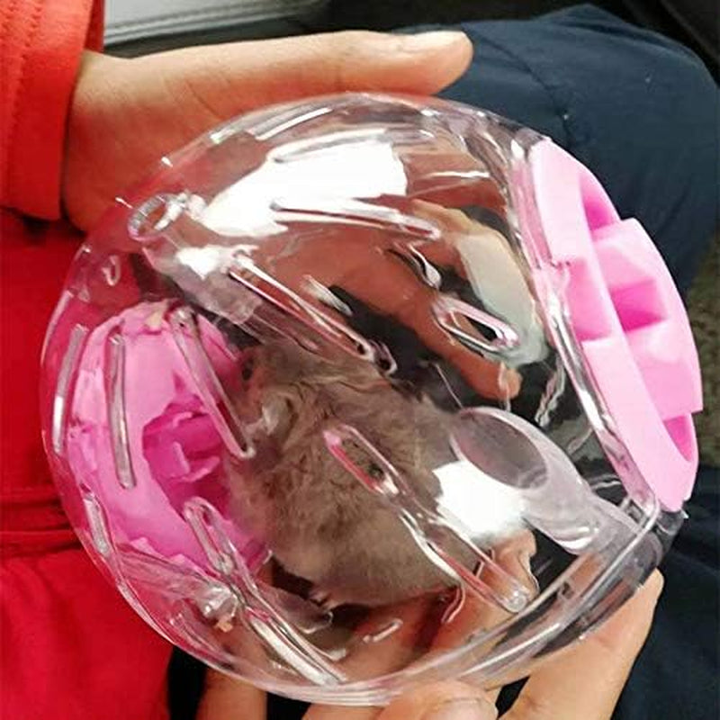 Silent Hamster Mini Running Activity Exercise Ball 4.72 Inch Toy Transparent Hamster Ball Dog Special Toy Ball Small Animals Cage Accessories (4.72In Pink Glow)