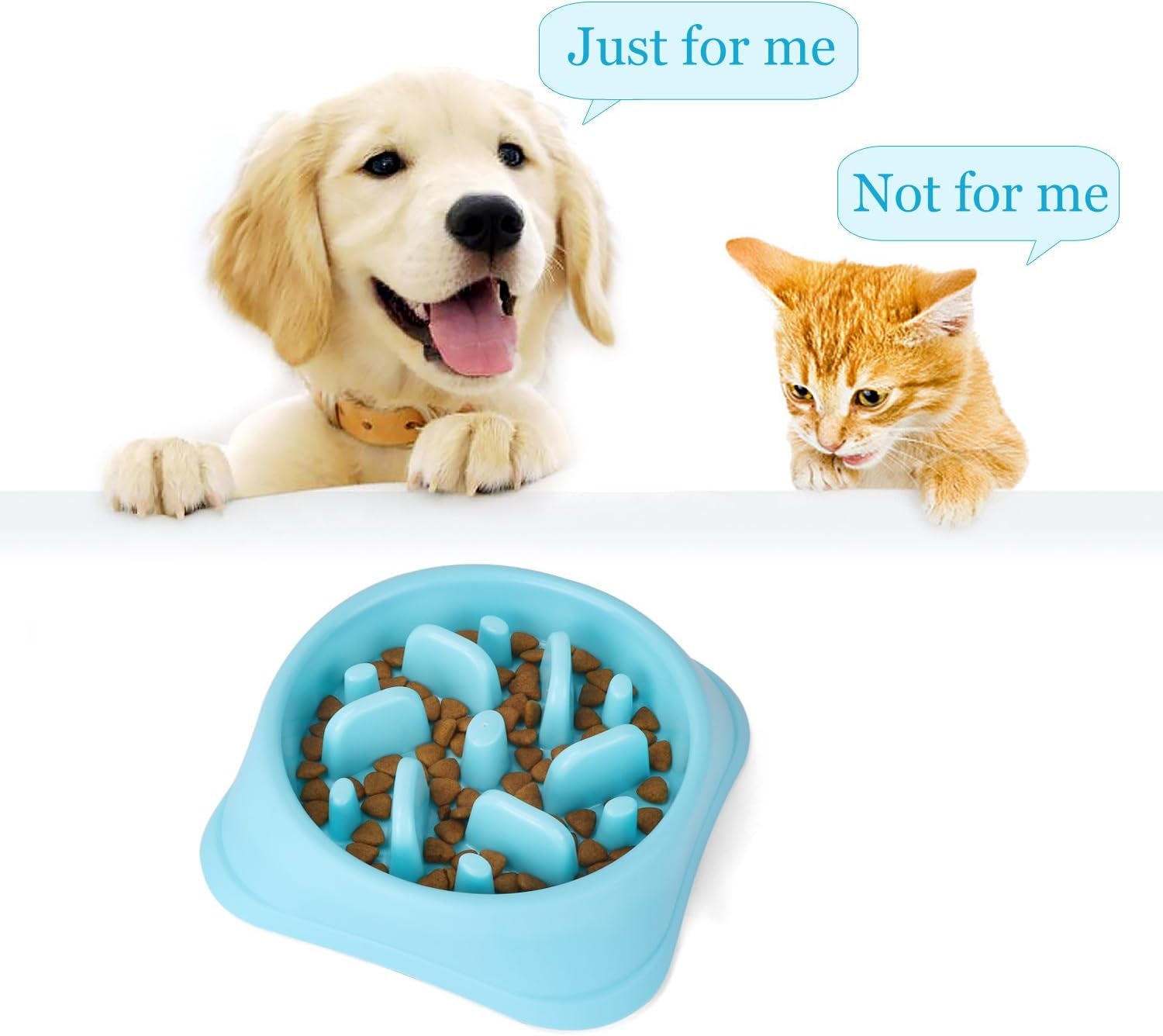 Dog Feeder Slow Eating Pet Bowl Eco-Friendly Non-Toxic Preventing Choking Healthy Design Bowl for Dog Pet(S-M,Blue+Pink)