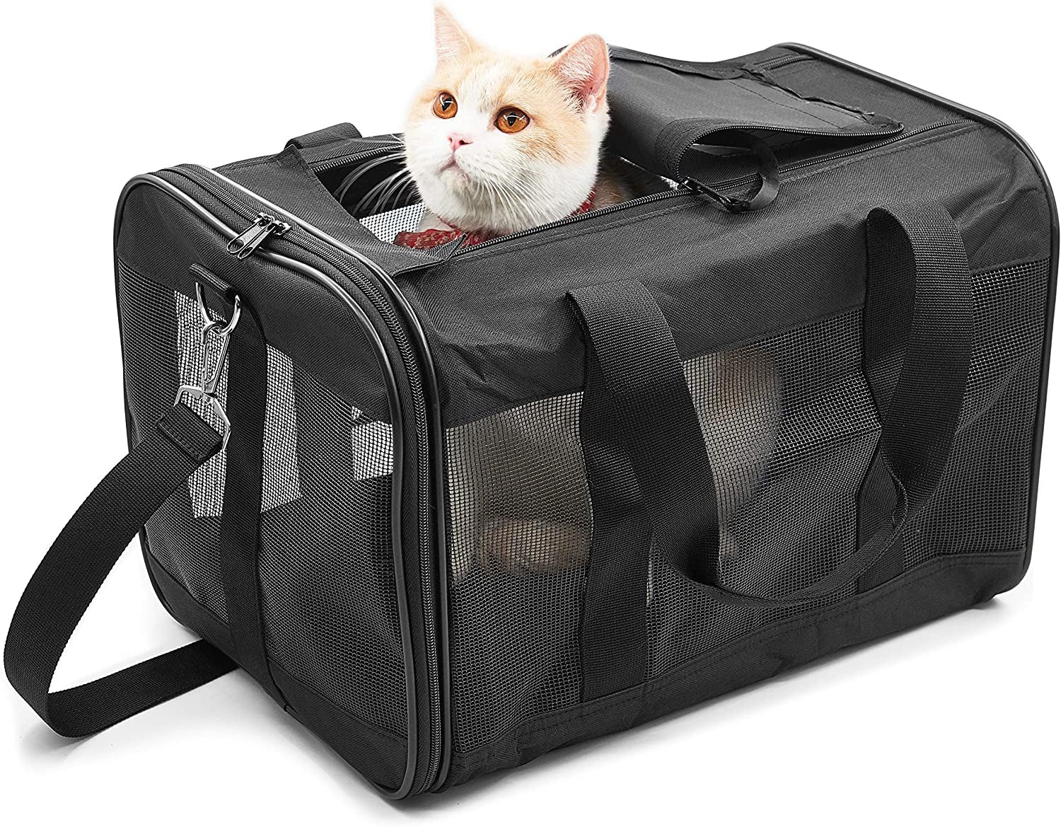 Scratchme Pet Travel Carrier Soft Sided Portable Bag for Cats, Small Dogs, Kittens or Puppies, Collapsible, Durable, Airline Approved, Carry Your Pet with You Safely and Comfortably (M)