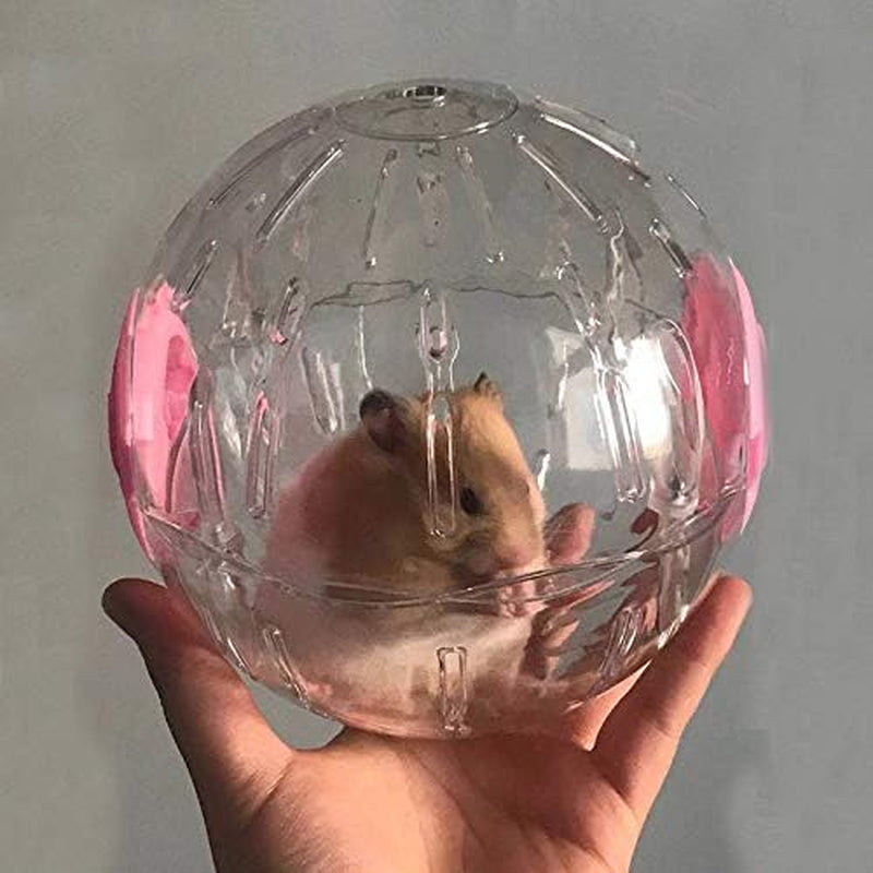 Silent Hamster Mini Running Activity Exercise Ball 4.72 Inch Toy Transparent Hamster Ball Dog Special Toy Ball Small Animals Cage Accessories (4.72In Pink Glow)
