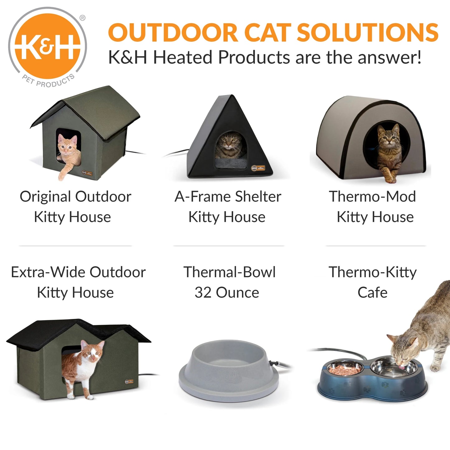 Outdoor Heated Kitty House for Cats, Extra-Wide Olive/Black