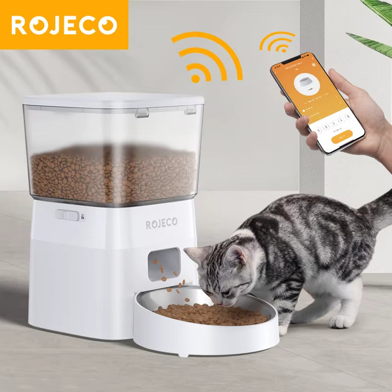 2L Automatic WIFI Cat Feeder Smart Pet Food Dispenser for Dry Food Dogs Kibble Dispenser with Remote Control Accessories
