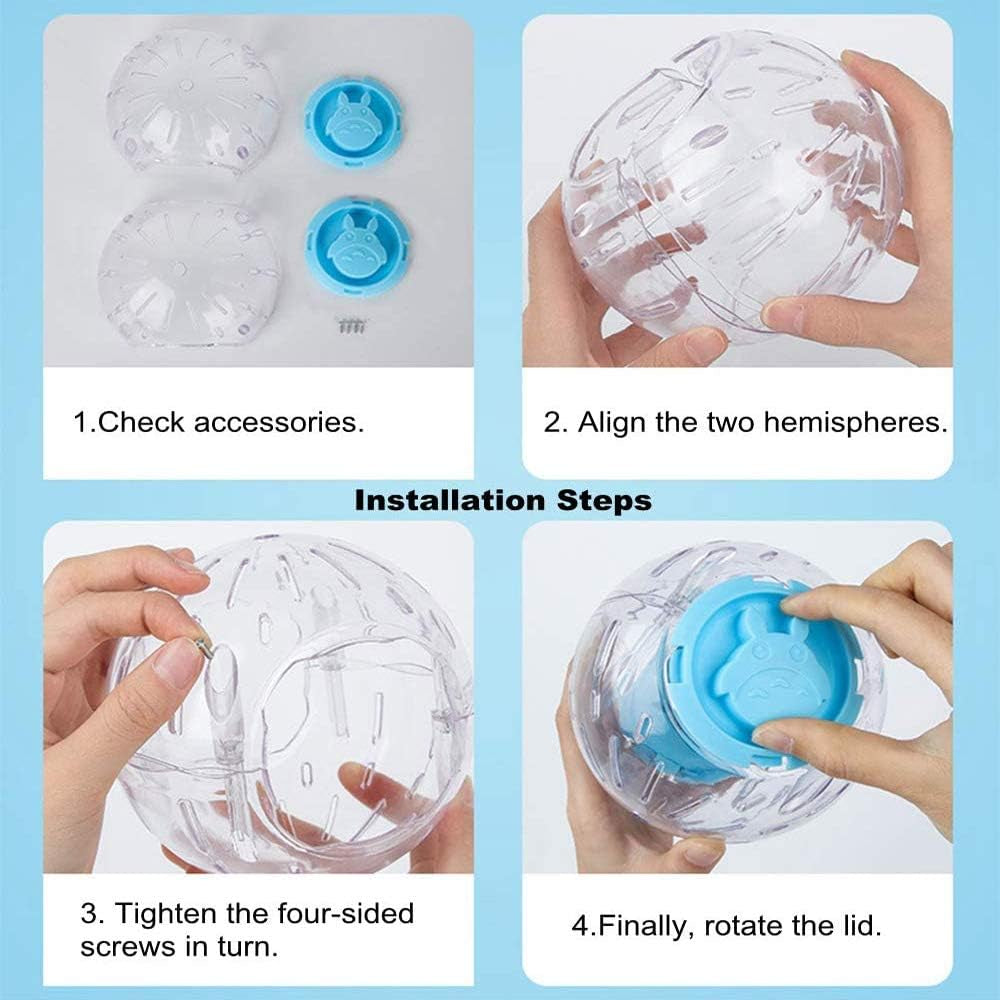 Silent Hamster Mini Running Activity Exercise Ball 4.72 Inch Toy Transparent Hamster Ball Dog Special Toy Ball Small Animals Cage Accessories (4.72In Pink Glow)