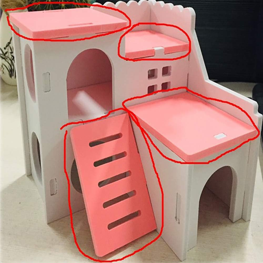 Wooden Hamster House Fun Slide Hideout Hut Rat Hideaway Exercise Toys for for Small Animals like Dwarf Hamster and Mouse Blue(Only for Small Hamster)