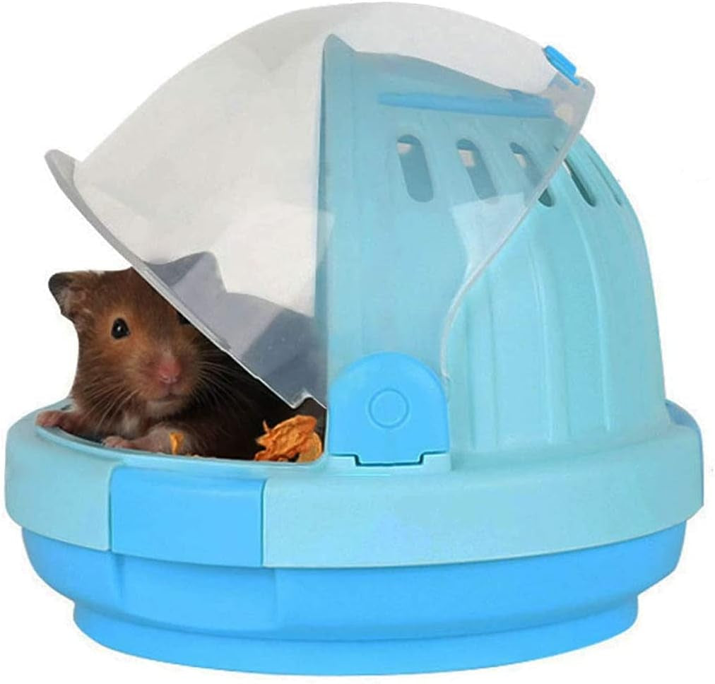 Portable Hamster Cage Suitable for Outdoor Sports and Travel Hide-Out Large Hamster Cage Measures Small Animal and Critter Carrier (M, Blue)