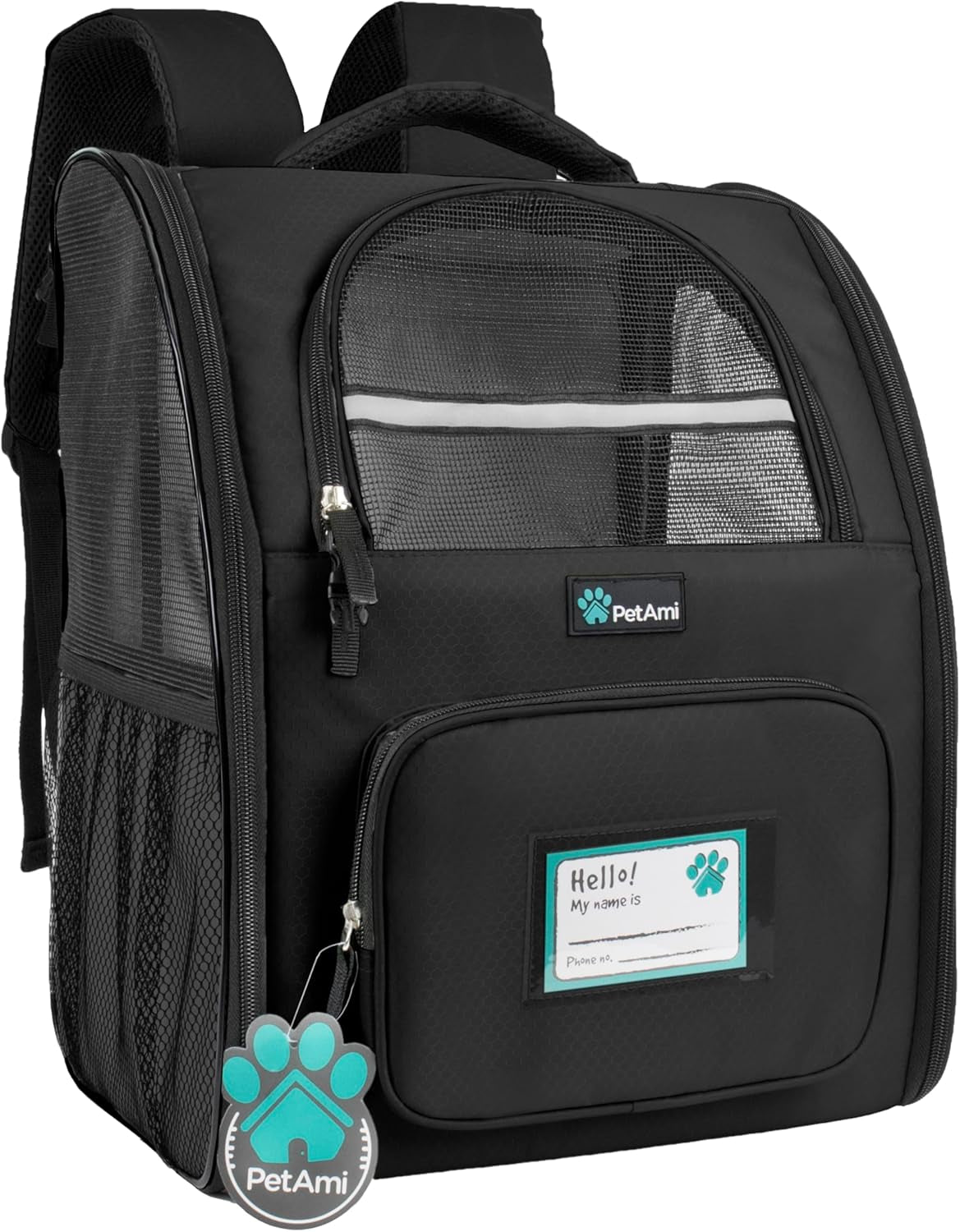 Dog Backpack Carrier for Small Large Cat, Pet, Puppy, Ventilated Pet Hiking Backpack Travel Bag, Airline Approved Cat Backpack Carrier, Camping Biking Dog Bag up to 18Lbs Pet, Black