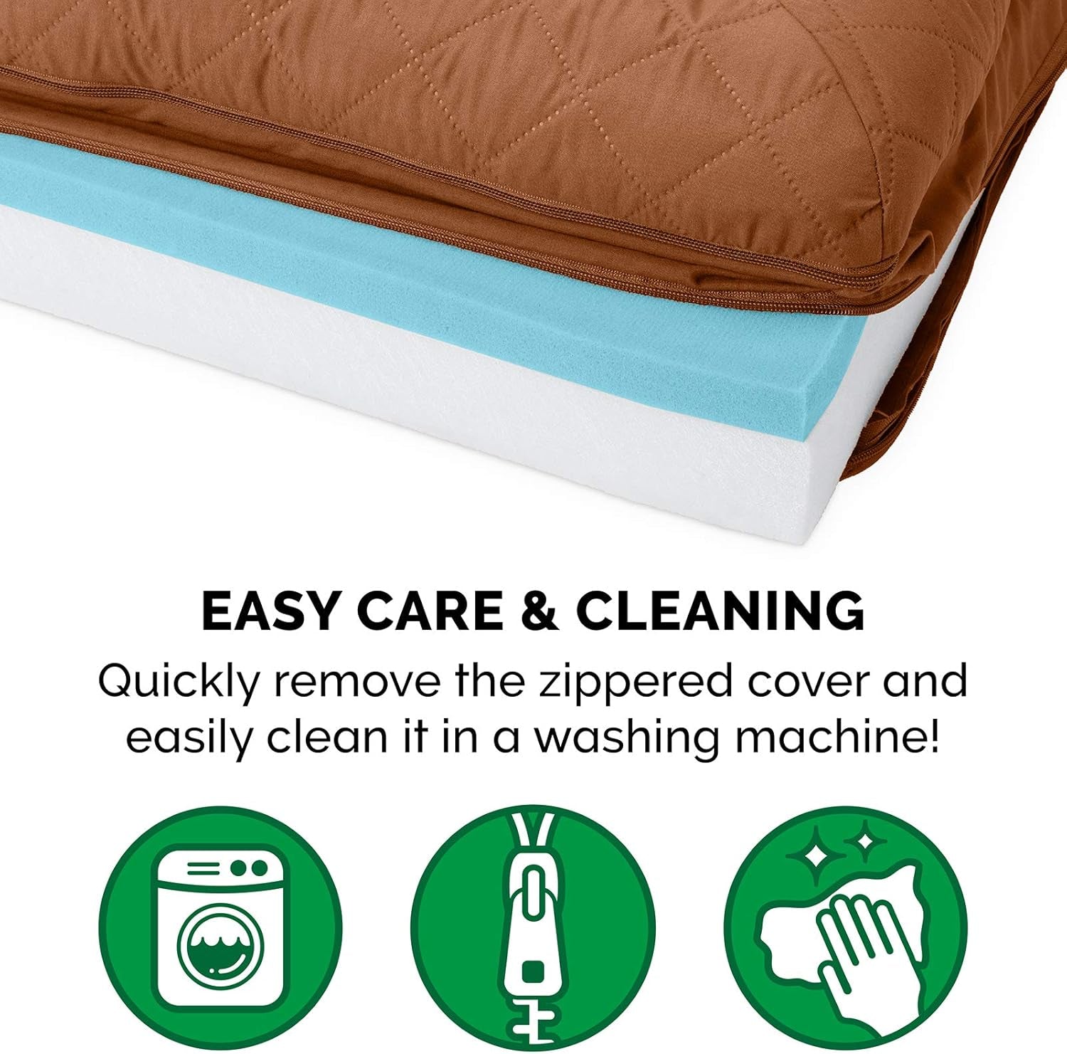 Quilted Sofa-Style Cooling Gel Foam Dog Bed - Toasted Brown, Small