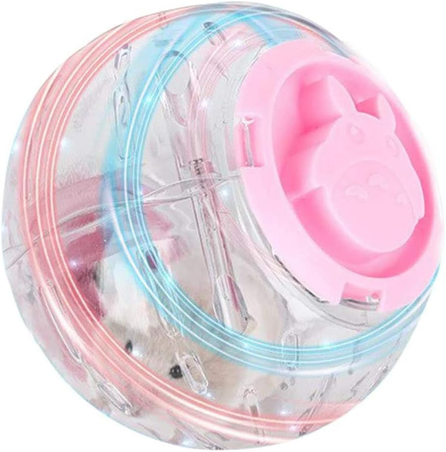 Silent Hamster Mini Running Activity Exercise Ball 4.72 Inch Toy Transparent Hamster Ball Dog Special Toy Ball Small Animals Cage Accessories (4.72In Pink Glow)