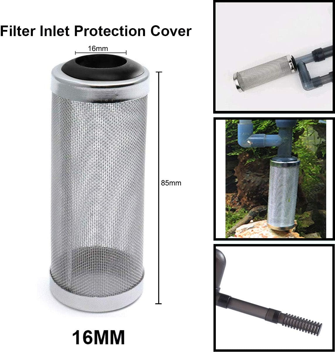 ny 16Mm Aquarium Inflow Inlet Filter Stainless Steel Fish Shrimp Mesh Net Filter Guard,Fish Tank Intake Strainer Pre-Filter Cover