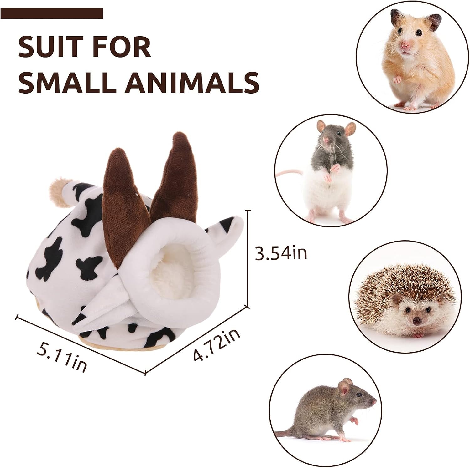 Hamster Mini Bed, Warm Small Pets Animals House Bedding, Cozy Nest Cage Accessories, Lightweight Cotton Sofa for Dwarf Hamster (White)