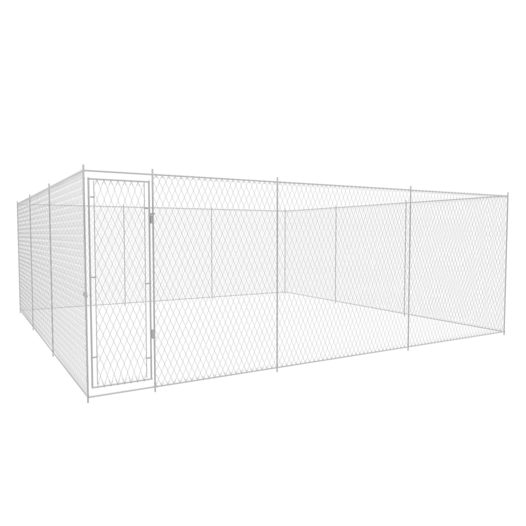 vidaXL Outdoor Dog Kennel Large Dog Crate Dog Cage Playpen Galvanized Steel