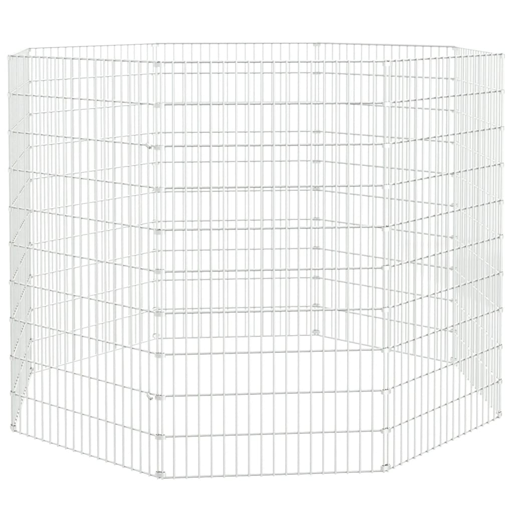 vidaXL Free Range Animal Enclosure 8-Panel 21.3"x39.4" Galvanized Iron