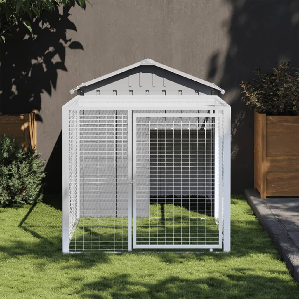 vidaXL Chicken Cage with Run Metal Chicken Coop Animal House Galvanized Steel