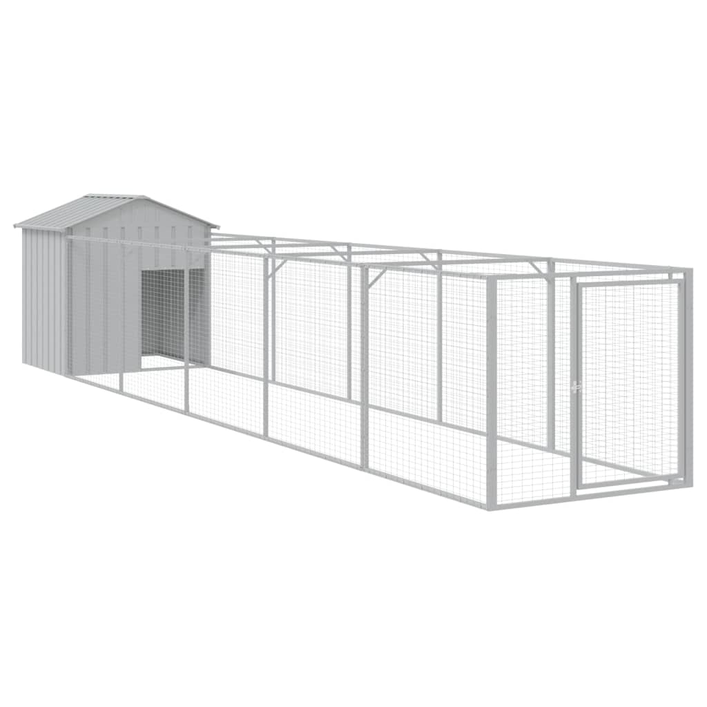 vidaXL Dog House with Run Outdoor Dog Kennel Animal House Galvanized Steel