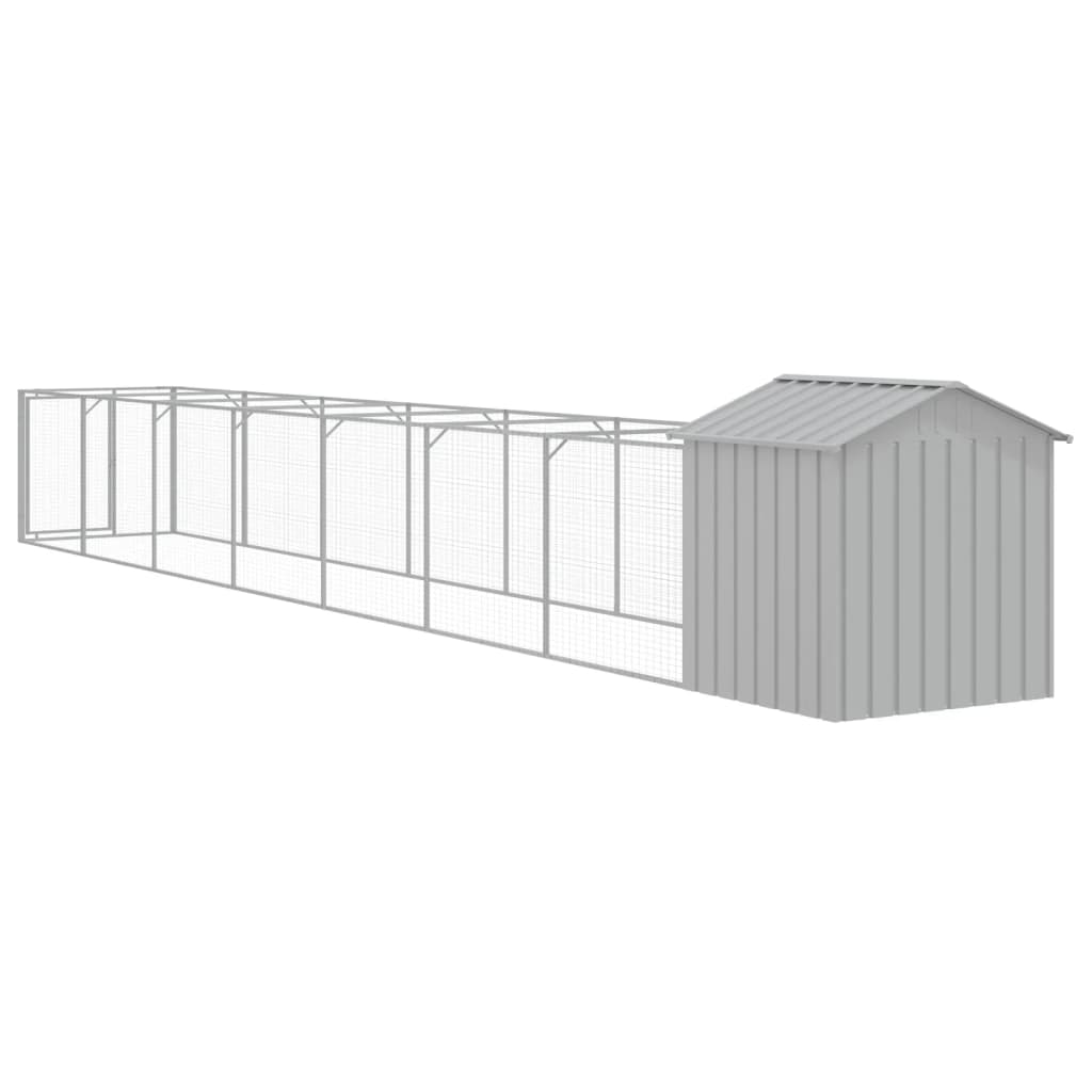 vidaXL Dog House with Run Outdoor Dog Kennel Animal House Galvanized Steel