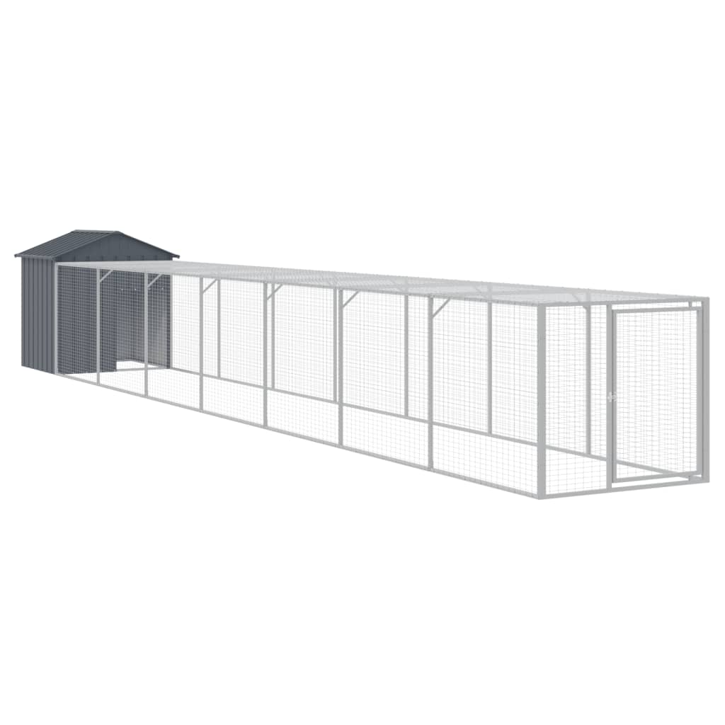 vidaXL Chicken Cage with Run Metal Chicken Coop Animal House Galvanized Steel