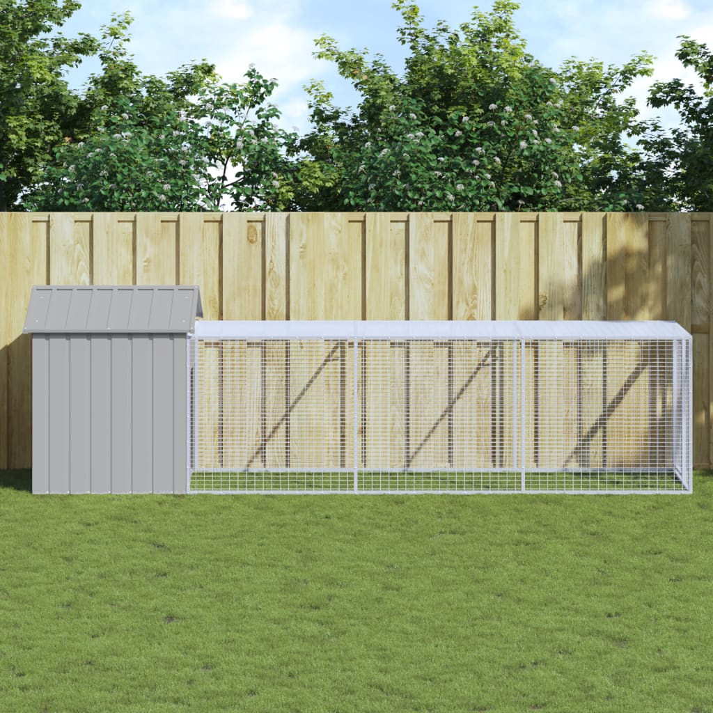 vidaXL Chicken Cage with Run Metal Chicken Coop Animal House Galvanized Steel