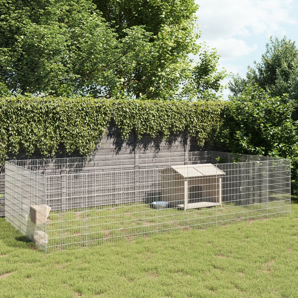 vidaXL Free Range Animal Enclosure 24-Panel 21.3"x39.4" Galvanized Iron