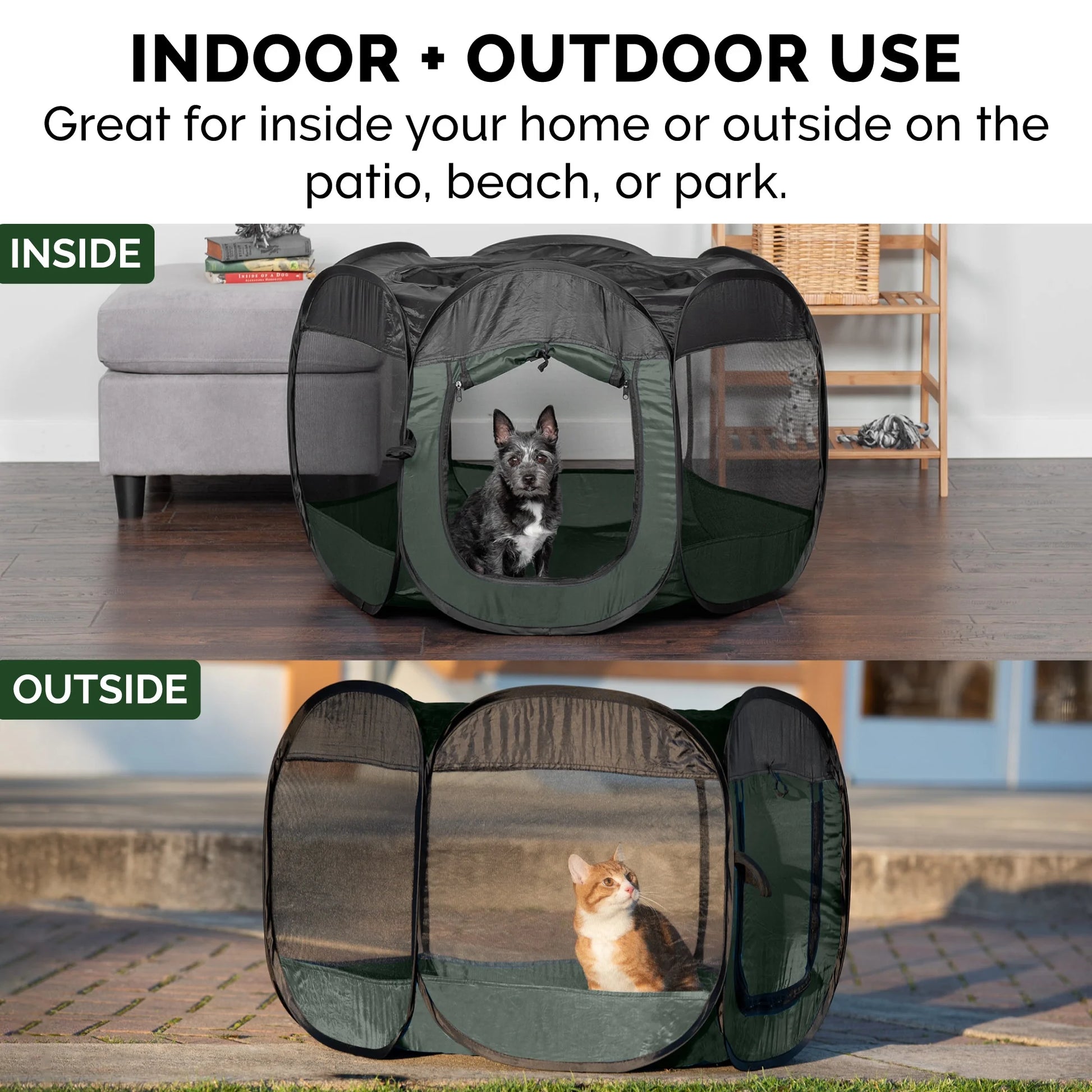 Pet Products Mesh Open-Air Pet Playpen - Hunter Green, Large