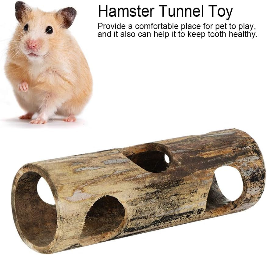 Hamster Toy, All Natural Bamboo Hamster Tunnel Toy Summer Cool Exercise Tubes and Tunnels Small Animal Activity Center Toys for Syrian Hamster Hedgehog Gerbils Chinchillas(M)