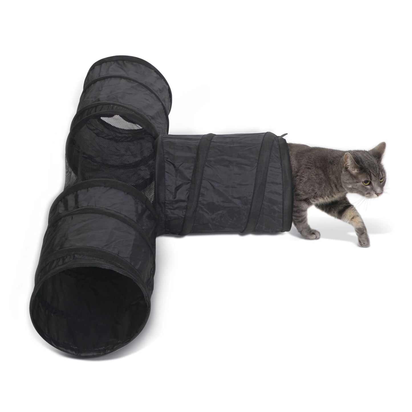 Cat Tunnel Toy 3-Way T-Tunnel Black 33 X 20 X 9 Inches