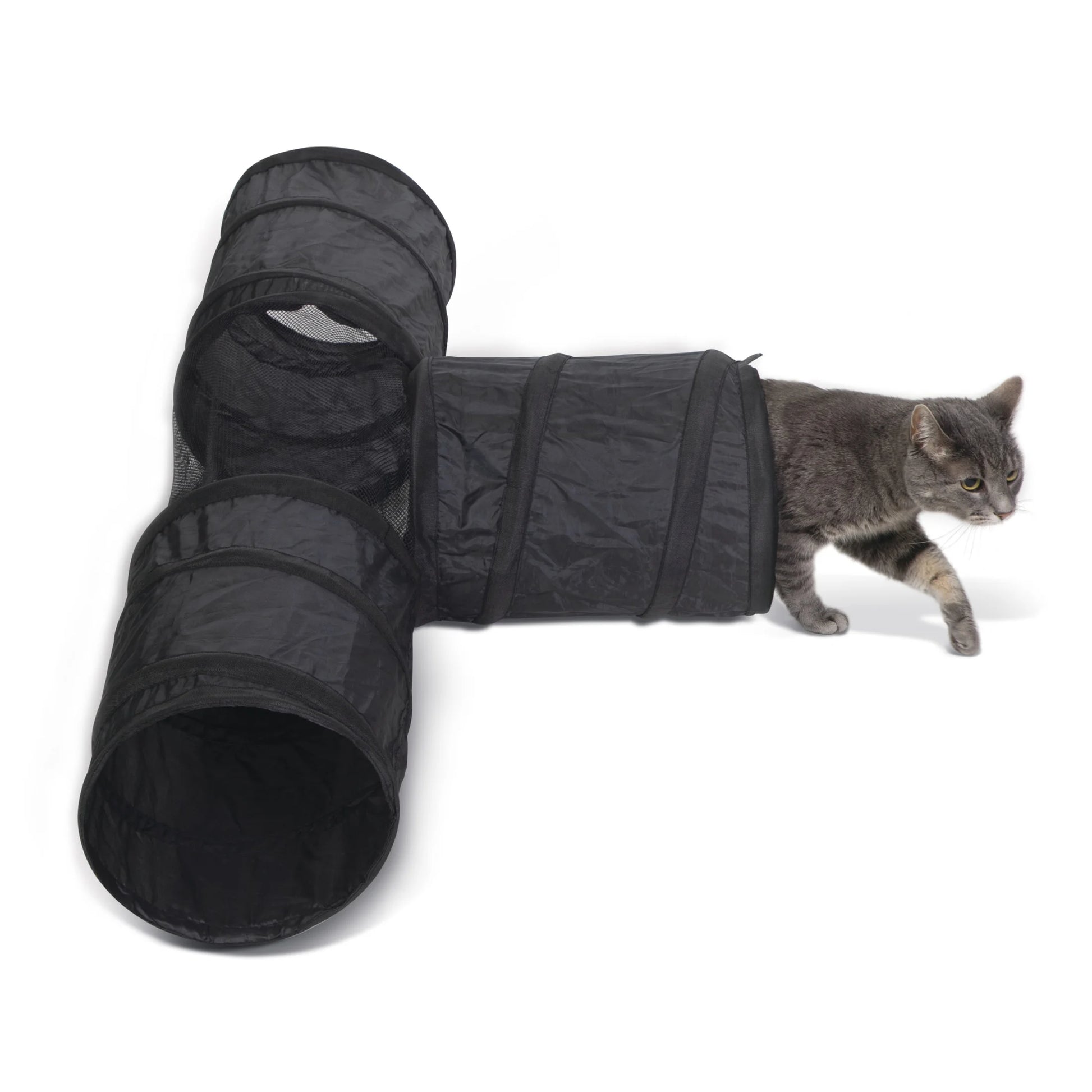 Cat Tunnel Toy 3-Way T-Tunnel Black 33 X 20 X 9 Inches