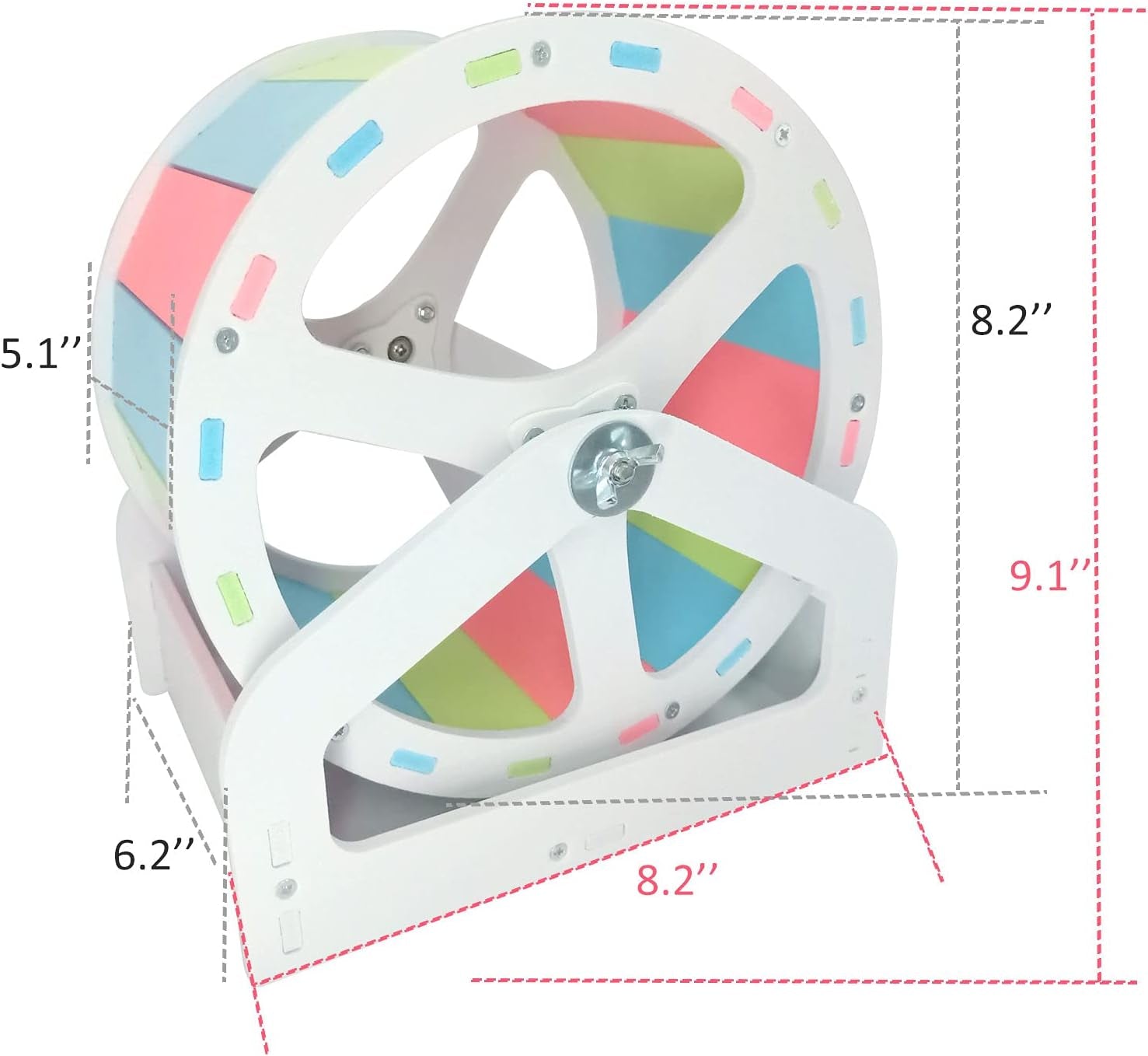 8.2 Inch Hamster Wheel,Silent Hamster Exercise Wheels,Hamster Supplies,Small Pet Bracket Running Wheel,Wooden Running Wheel Toys for Hamsters Gerbils Mice or Other Small Animals(Colourful)