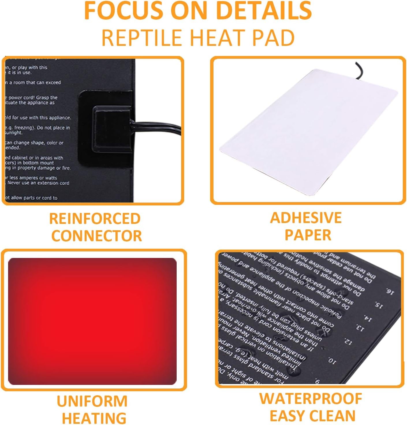 Reptile Heating Pad - 6X8Inch Hermit Crab Heater Heat Mat for Reptiles Snake Lizard Terrarium 8 Watt 2Pack