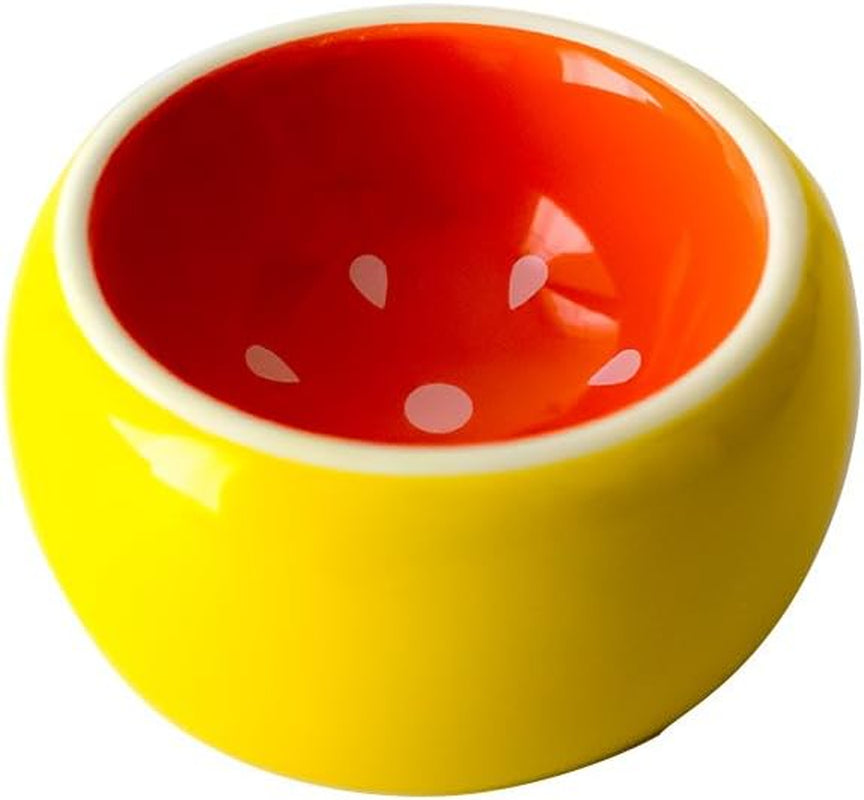 Hamster Bowl Ceramic Prevent Tipping Moving and Chewing Wonderful Food Dish for Small Rodents Gerbil Hamsters Mice Guinea Pig Cavy Hedgehog and Other Small Animals (Grapefruit)