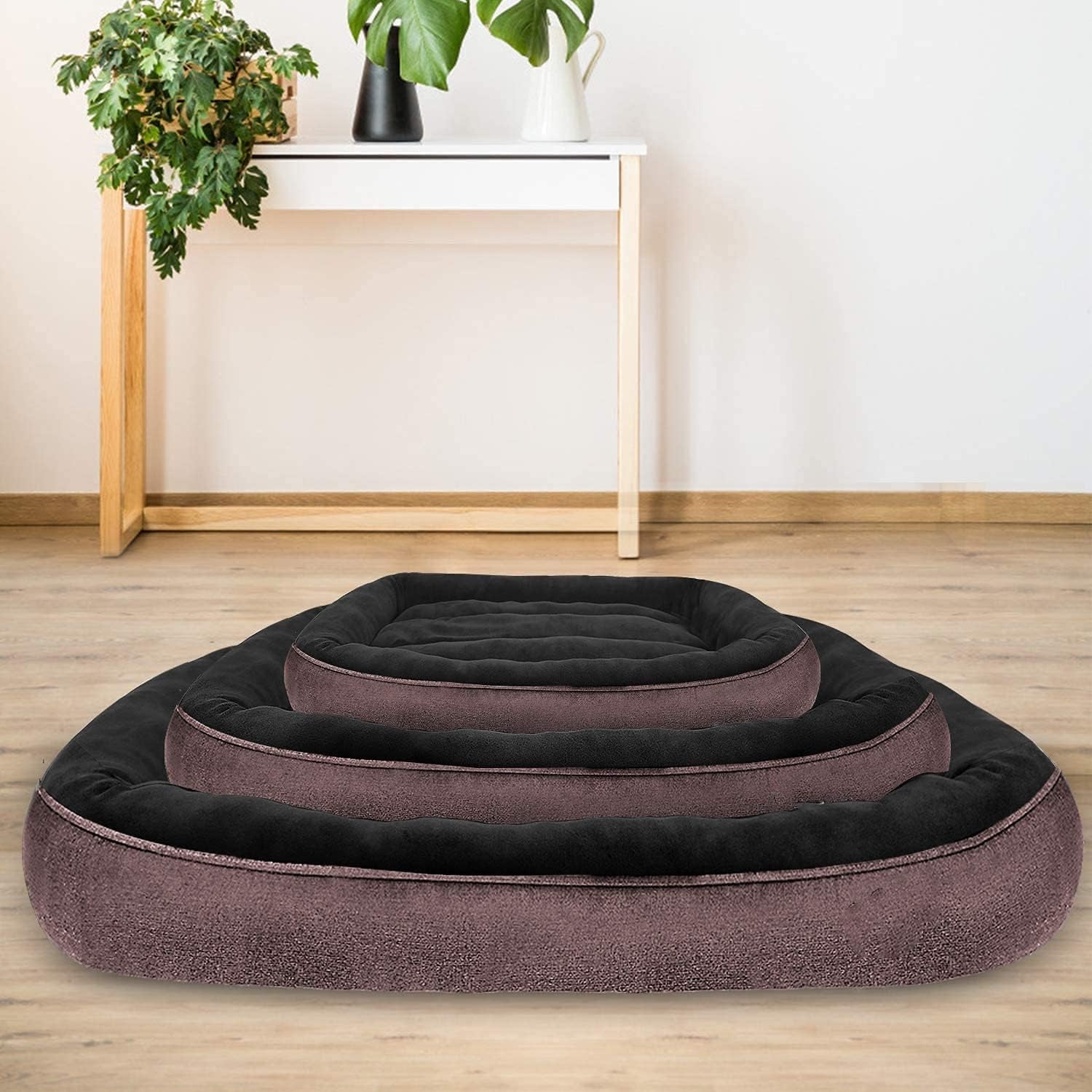 Dog Bed for Medium Dogs/Large/Small, Washable Rectangle Pet Bed Thickened Enough with Soft Coral Fleece and Non-Slip Bottom