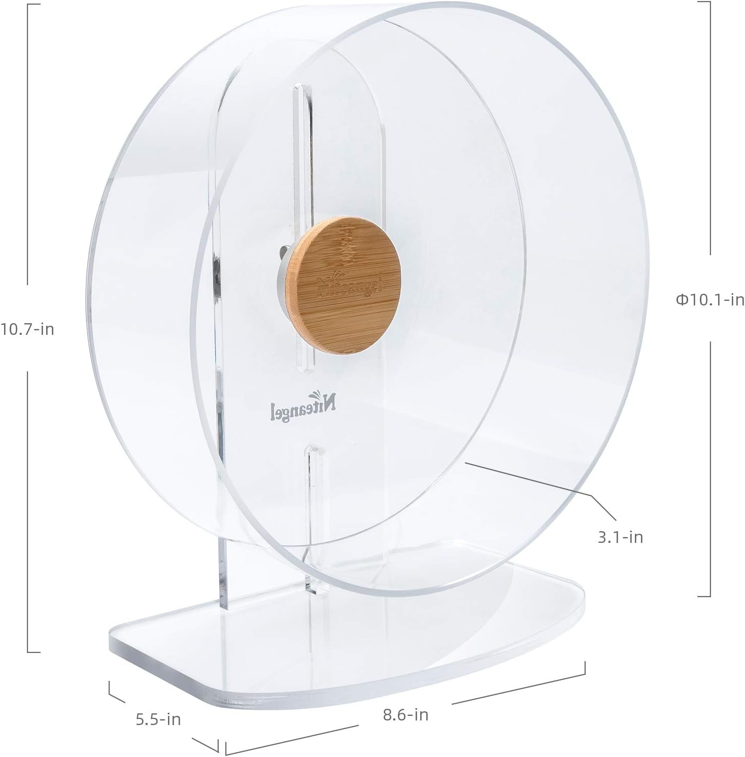Silent Hamster Exercise Wheel: - Dual-Bearing Quiet Spinning Acrylic Hamster Running Wheel for Dwarf Hamster Gerbils Mice Degus or Other Small Animals (S)